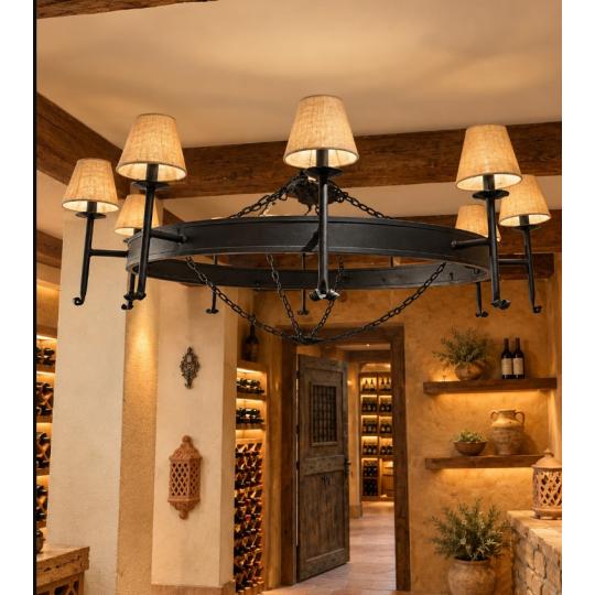 klasicky velkorozmerny kovane zelezo luster jedalen vinaren lampa osvetlenie velka vyska stropu restauracia mediteran 2.jpg